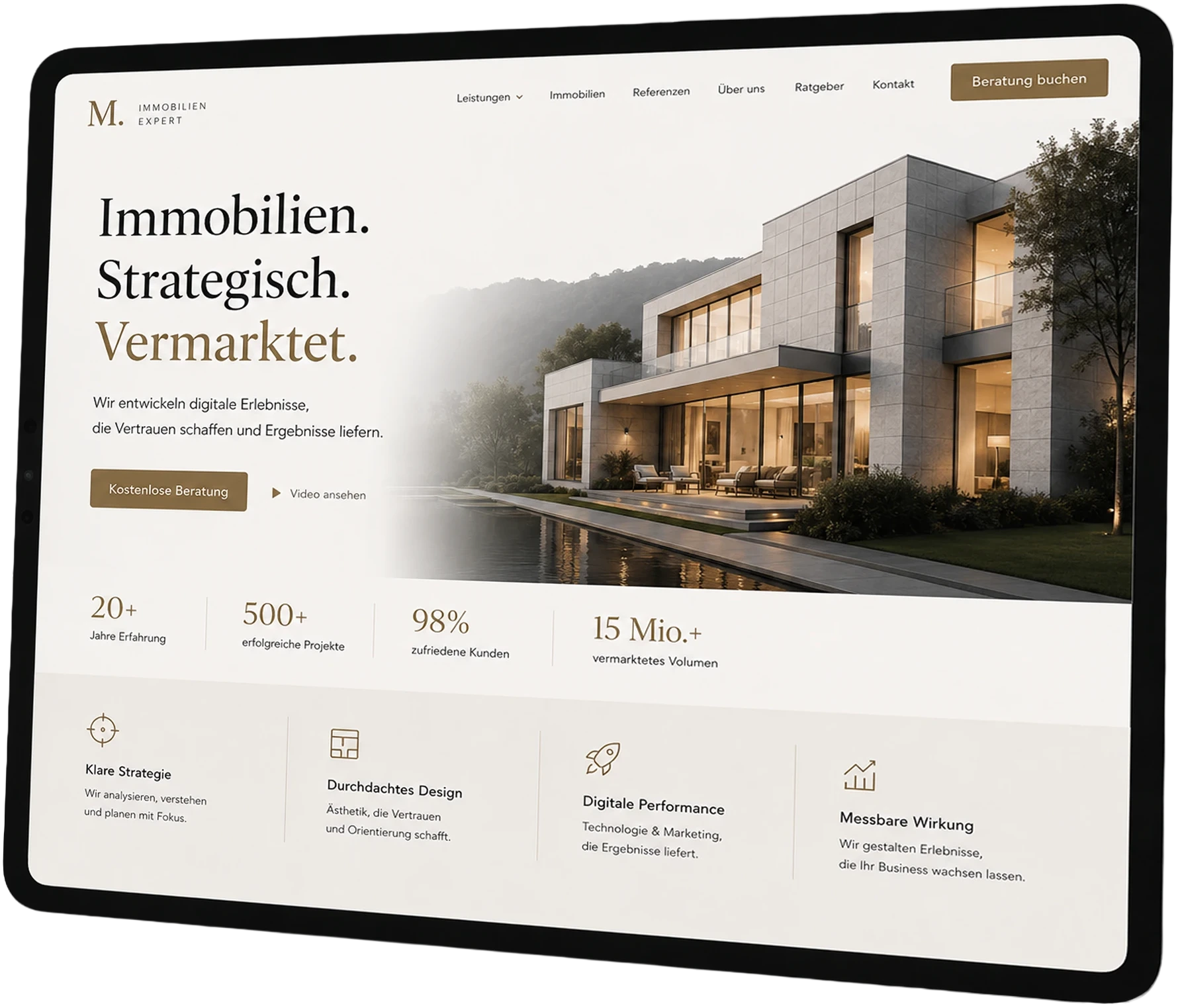 Modernes UX Redesign für eine Immobilien-Website mit verbesserter Nutzerführung und strategischer Vermarktung
